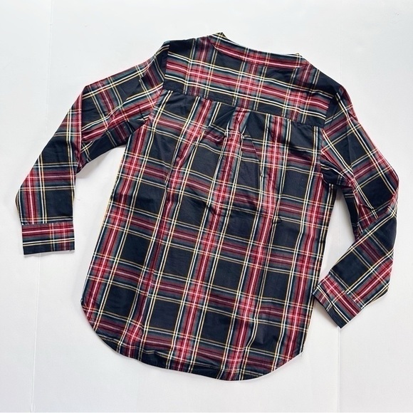 J.Crew Factory Tartan Cotton Poplin Jewel Buttons Shirt Top XXS - Picture 5 of 6